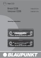 Blaupunkt Vancouver-CD-36 - Owners Manual